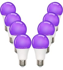 8-Pack LED Black Bulb, A19, UVA 385-400NM, 9W (100W Equivalent), E26 8 Pack
