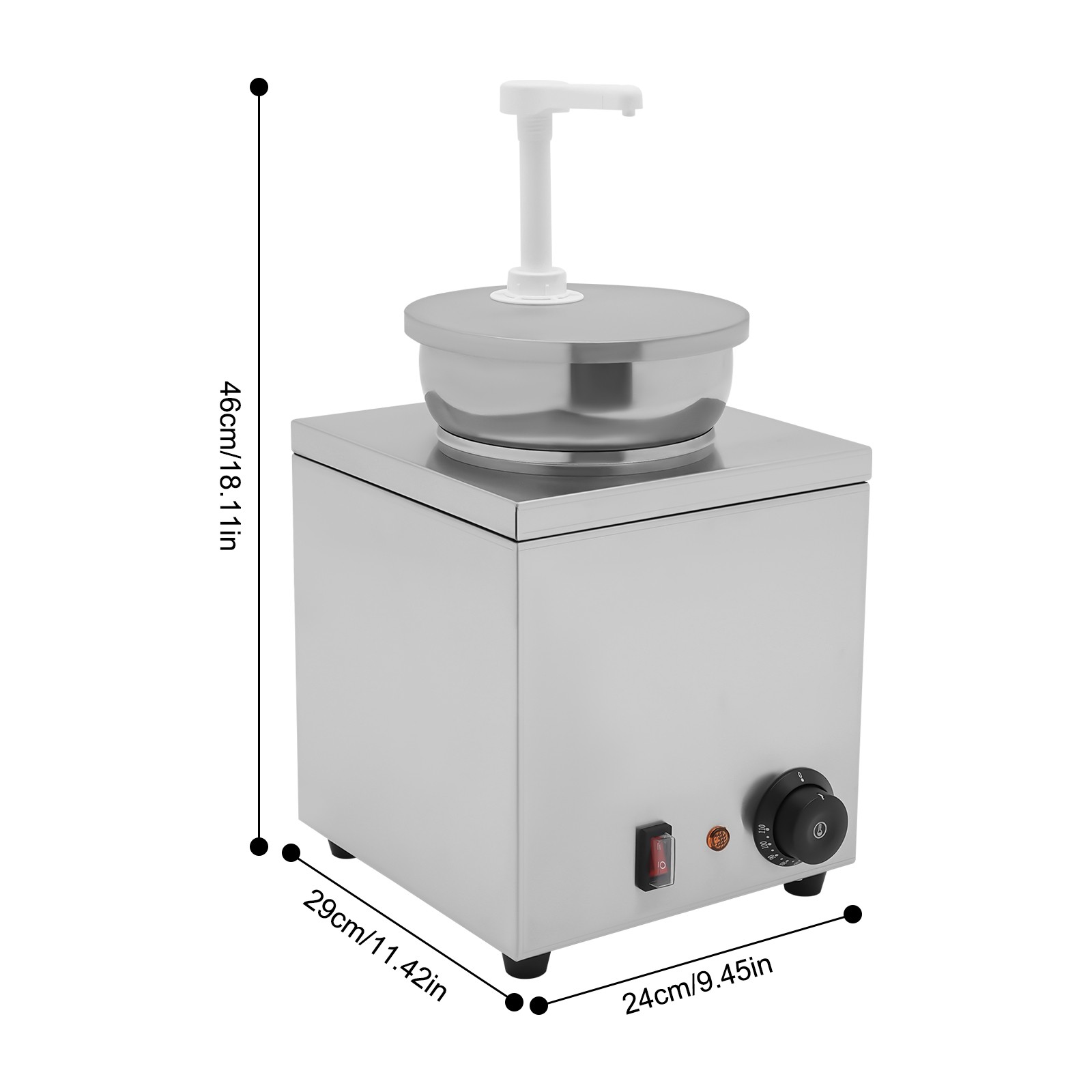 4L Electric Sauce Warmer Dispenser w/Pump, 150W Stainless Steel, 110V US Plug
