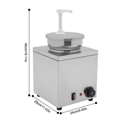4L Electric Sauce Warmer Dispenser w/Pump, 150W Stainless Steel, 110V US Plug