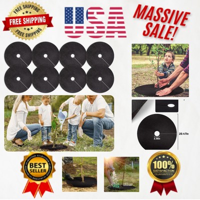 Biodegradable 20.47 Inch Tree Mulch Rings - 8 Pack Durable Weed Barrier Mats
