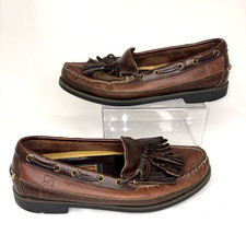 Sperry Mens Top Sider Wetlands 9M Brown Leather Boat Nautical Preppy Dock
