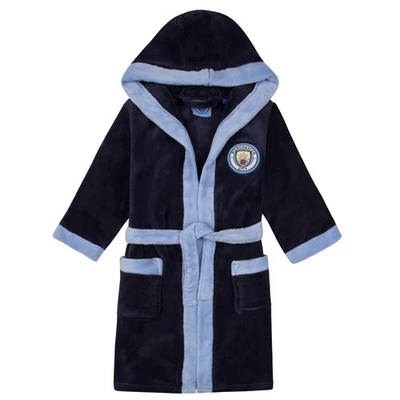 MANCHESTER CITY FC Manchester City Jungen Morgenmantel Morgenmantel Kapuze Fleece Kinder OFFIZIELLER Fußball