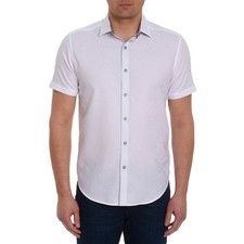 Robert Graham Bayview White Jacquard Paisley Short Sleeve Shirt NWT L
