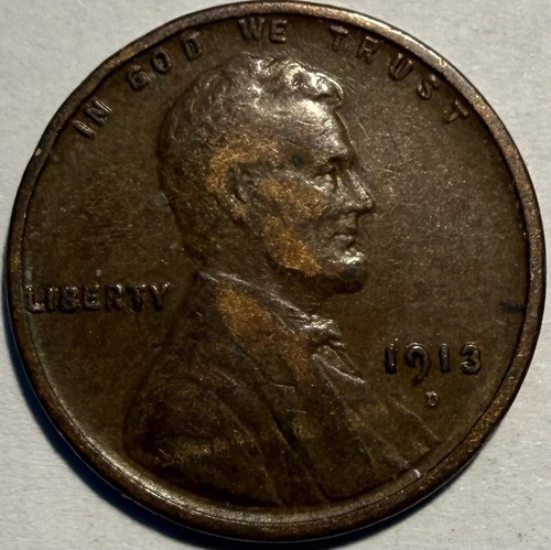 1913-D Lincoln Wheat Cent ~ VG/F+ BD2093