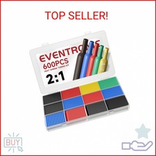 Eventronic 600PCS Heat Shrink Tubing 2:1, Electrical Wire Cable Wrap Assortment