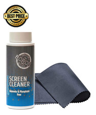 Screen Cleaner Spray Bottle with Clear, light-colored microfiber cloth