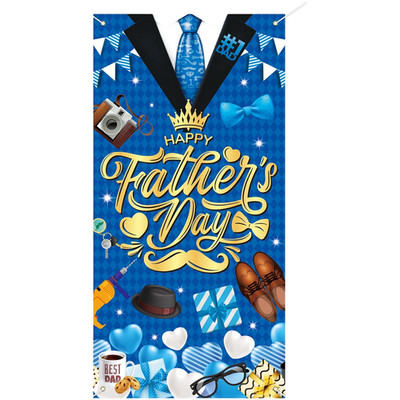 Happy For Vatertag Türbanner Blau und Gold Design 35,4x70,9 Zoll Polyester