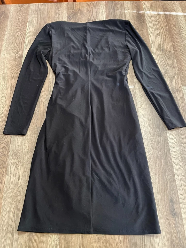 Vestido American Living, Para Mujer Talla 8, Negro, Broche en la Cintura, Manga Larga Foto 2 de 4