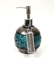 NEW BEEKMAN BLUE MOSAIC,GRAY,GREY RESIN SOAP DISPENSER,SILVER CHROME PUMP