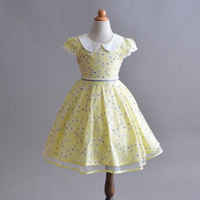 Girls Flower Cotton Summer Party Dress Blue Pink Yellow 4 5 6 7 8 Years |  eBay