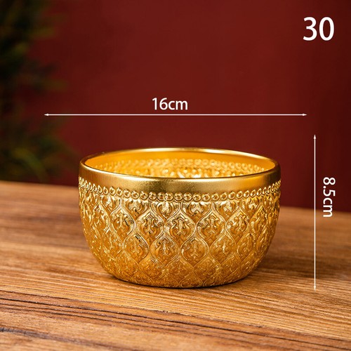 Handicraft Gold/Tin Metal Carved Round Thai Bowl Tableware for Restaurant&Hotel - Picture 48 of 51