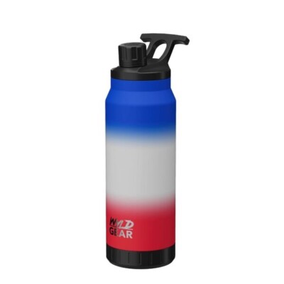 Wyld Gear MAG FLASK 34 OZ (1005 ml), rot/weiß/blau, 18/8 Edelstahl, Trinkflasche