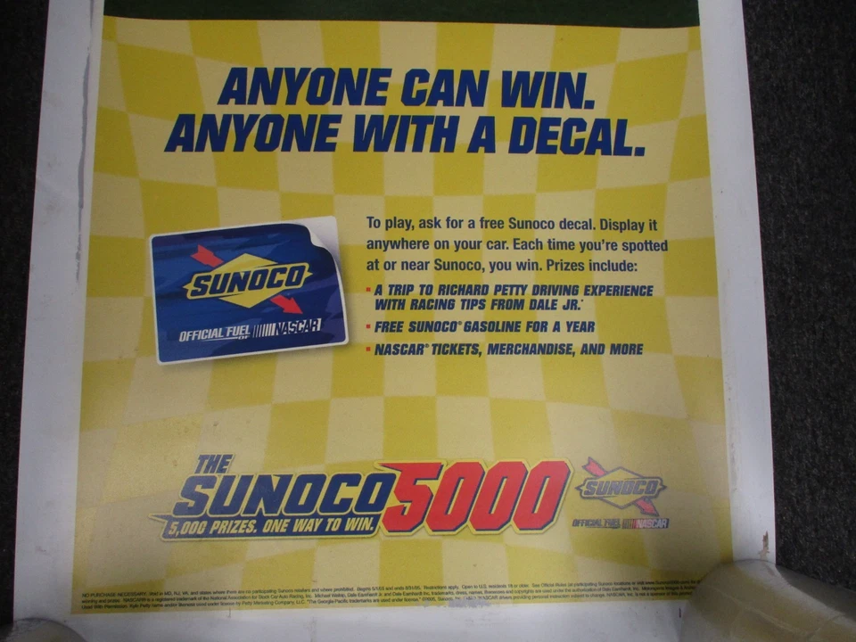 2005  SUNOCO 5000 POSTER ~ "ANYONE CAN WIN ANYONE WITH A DECAL"  41 3/4" - Image 3 of 4