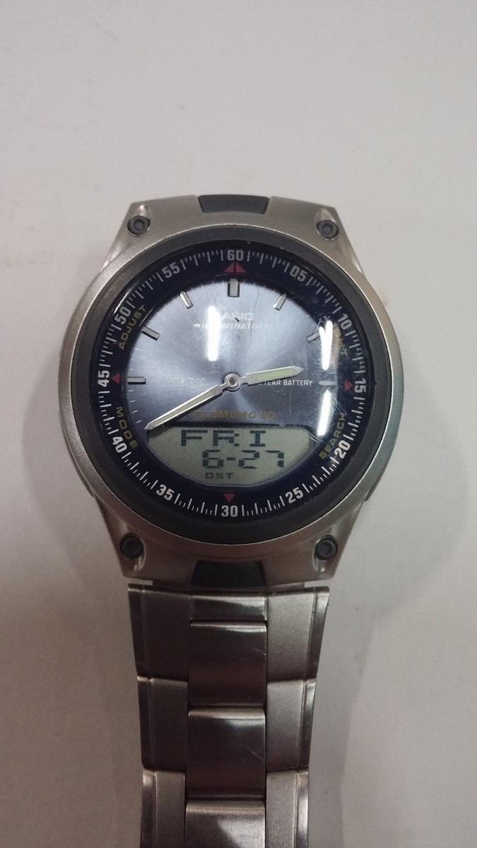 Montre Casio AW-80 - Analogique-digitale, Acier Inox, Fonction éclairage, étanche - Occasion, Fonctionne, Petites Rayures