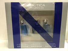 NAUTICA FRAGRANCES SET OF 3~BLUE0.5 OZ+VOYAGE 0.5 OZ+ BLUE SAIL 0.5 OZ NIB RARE