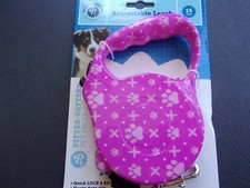 pink star PAW Print RETRACTABLE Tape Dog LEASH 15 FT new Pitter Patter