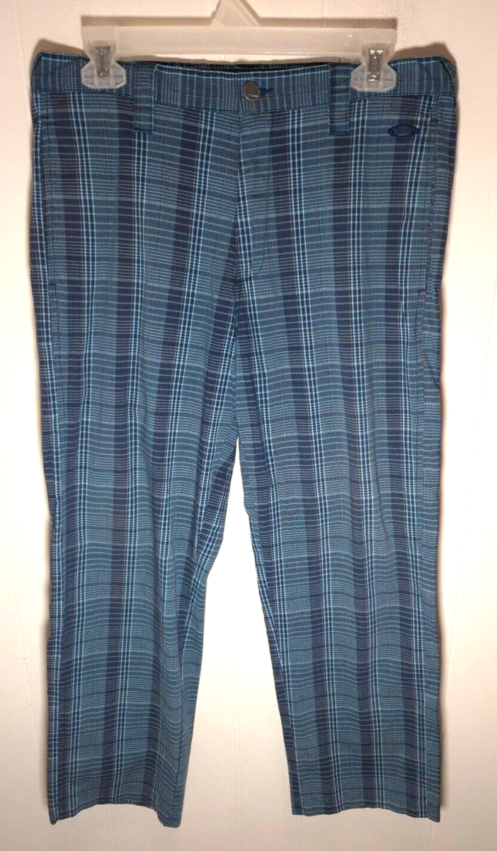 Oakley Blue Teal Plaid Swagger Golf Pants Mens Size 32x28 Performance