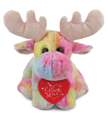 PLUSH I LOVE YOU RED HEART - SUPER-SOFT PLUSH - RAINBOW FLOPPY MOOSE 9''