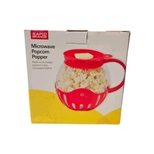 Rapid Brands Microwave Popcorn Popper Borosilicate Glass 3-in-1 Lid New