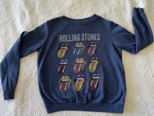 The Rolling Stones Women  s Blue Long Sleeve Pullover Sweatshirt Size XS