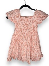 Janie and Jack pink veiled floral puff sleeve dress Size 6