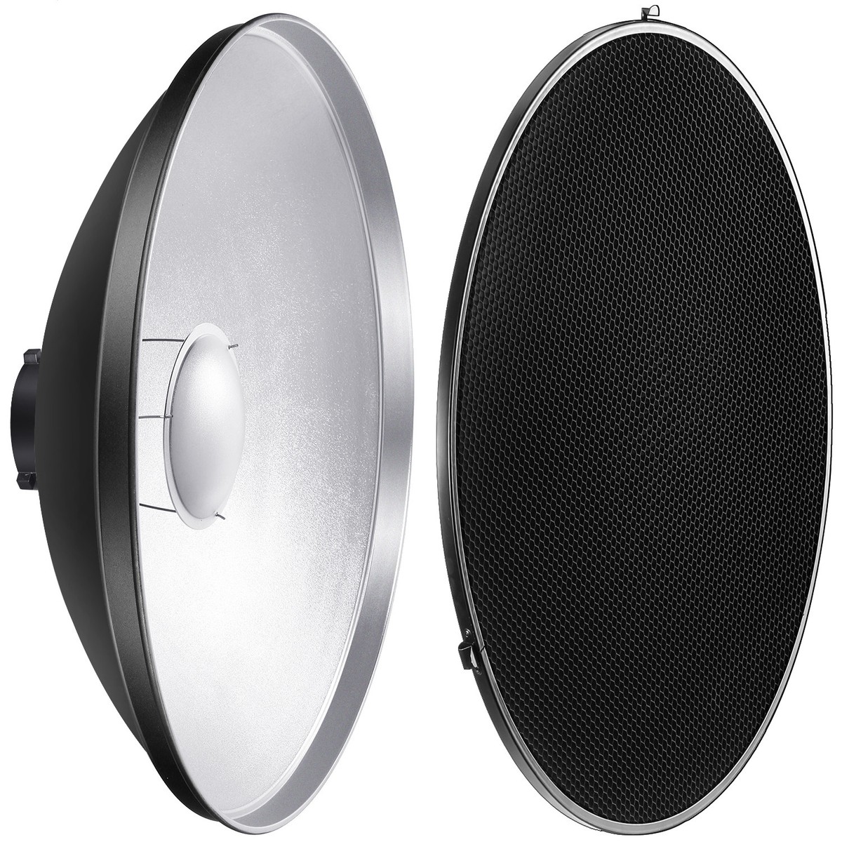 NEEWER Kit Reflector Bowens De Metal De 12 Pulgadas11.8 In Con Difusor Blanco Rejilla De Panal Para Luz De Video Flash Estroboscopica Compatible