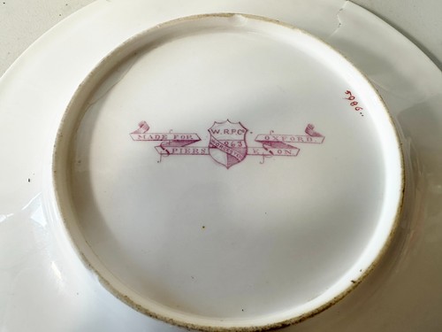 ANTIQUE MADE FOR SPIERS SON OXFORD W.RP.CO CRESTED GOLD RIM PLATE ARMORIAL 7.5" - Picture 6 of 7