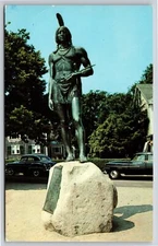 Plymouth MA~Statue Of Massasoit~Protector Of Pilgrims~Vintage Postcard