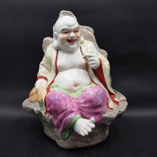 Gro&szlig;e Porzellan Buddha Figur Gl&uuml;cksbuddha von ber&uuml;hmter K&uuml;nstler,signiert-China
