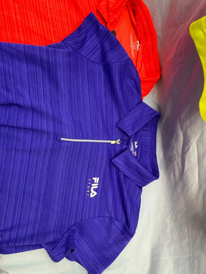 Lote de 3 Camisa Fila Golf Niña 1/4 Cremallera Manga Corta Azul Amarillo Naranja Grande Foto 4 de 4