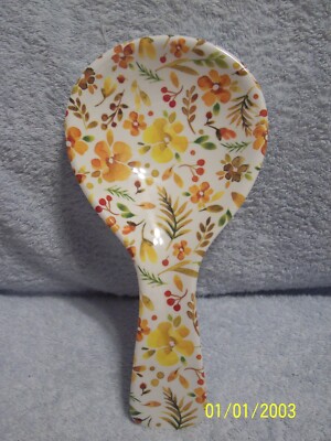 Melamine Spoon Rest '' FLOWERS '' New No Tag Or Box 5'' X 10''
