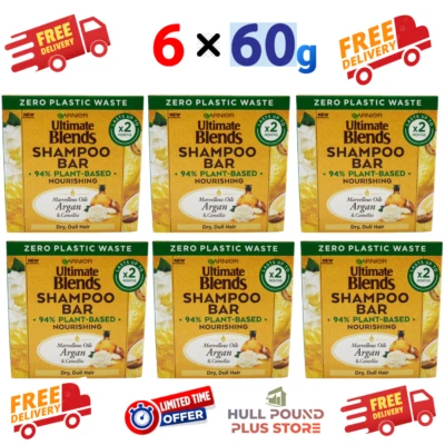 Garnier Ultimate Blends Shampoo Bar Argan & Camellia For Weak, Dull Hair 60G x 6