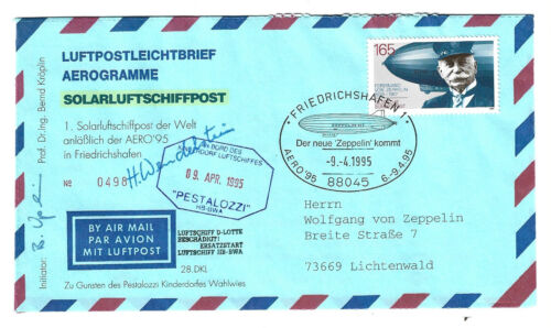 Zeppelin - dirigible - recibo AERO 95 Friedrichshafen 1995 dirigible solar