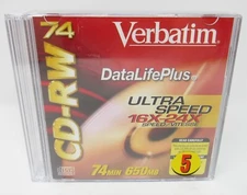 Verbatim CD-RW 74 DataLifePlus Ultra Speed 74 Minute 650 MB 5 Pack