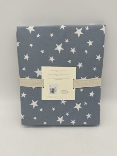 New Pottery Barn Kids Star Shower Curtain Dusty Blue 72” X 72” Fabric - Picture 3 of 3