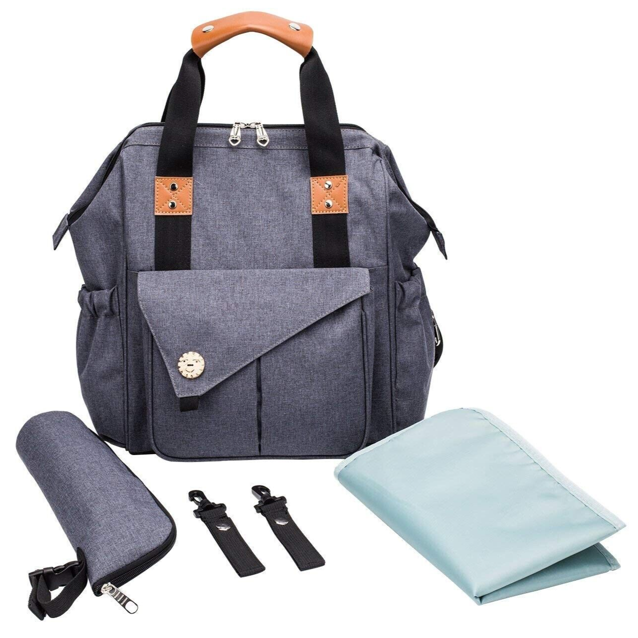Baby Diaper Bag Backpack w/Insulated Bottle Pockets, Large Capacity, Waterproof-image