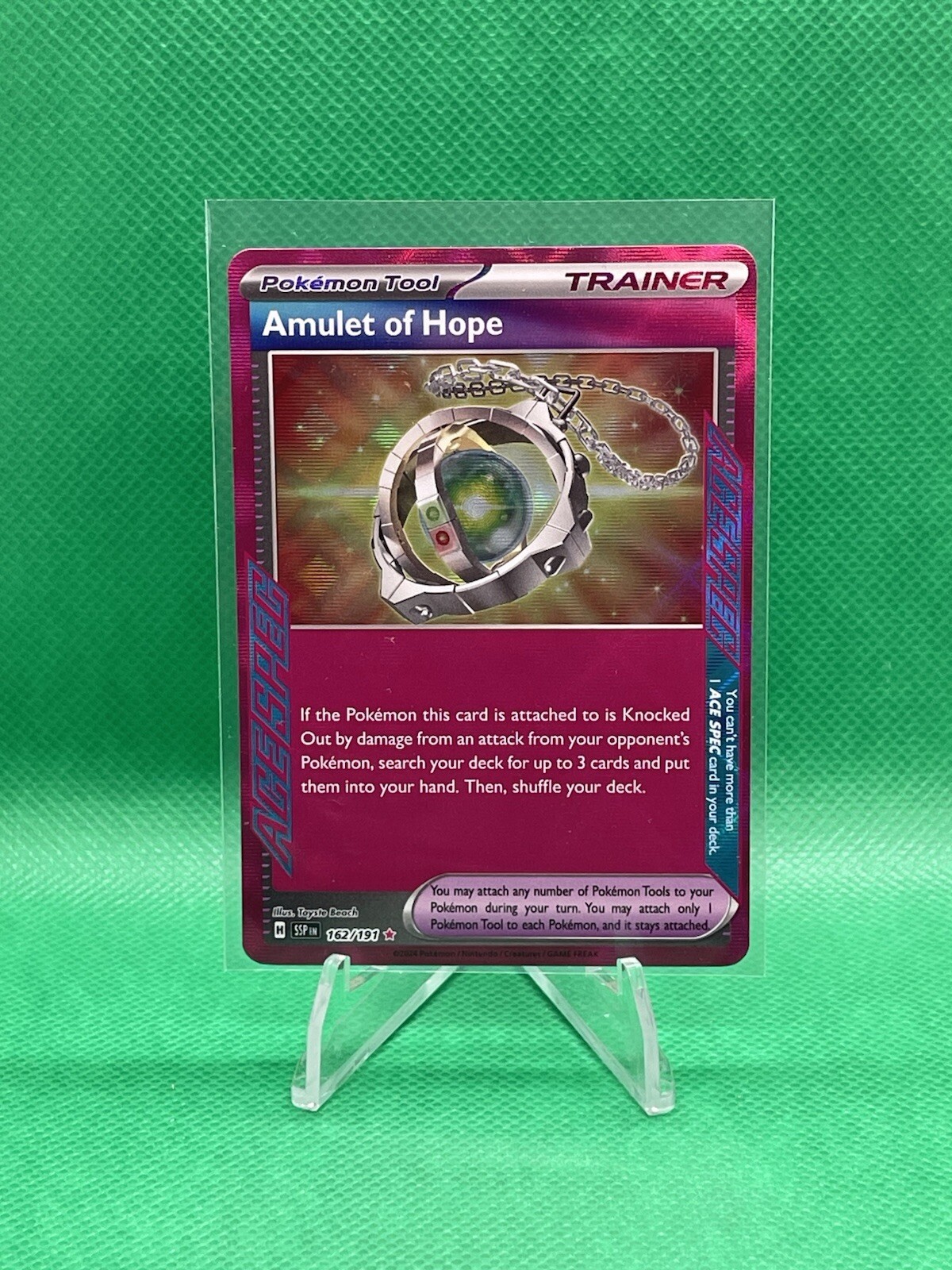 Amulet of Hope 162/191, ACE Spec, Surging Sparks, Pokémon TCG, Pack Fresh, NM+