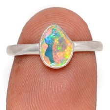 Natural Faceted Ethiopian Opal 925 Sterling Silver Ring Jewelry s.7 CR74934