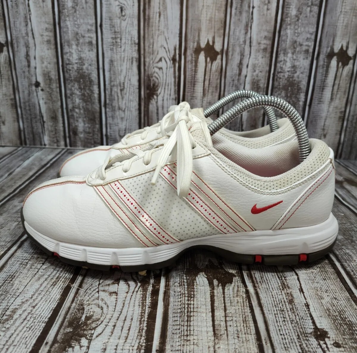 Nike Golf Power Channel Shoes Women's Size White/Red Leather 317622-161