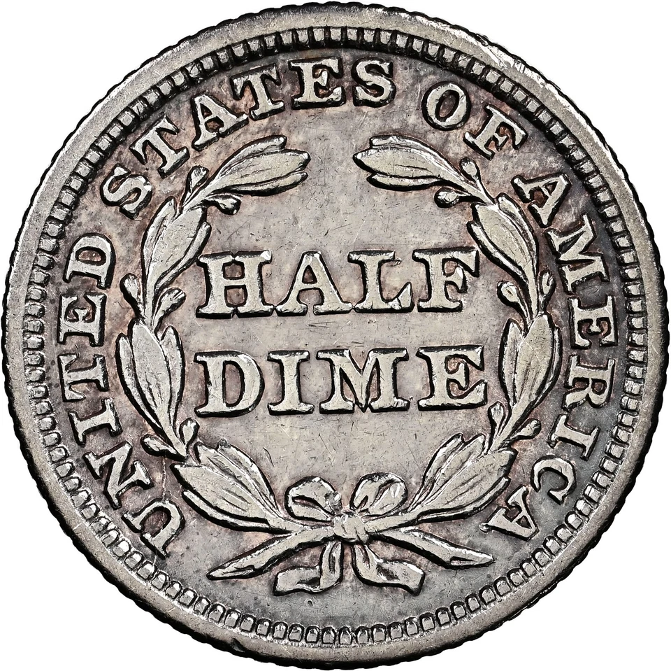 1845 H10C SEATED HALF DIME NGC XF DETAILS CLEANED 6526898-004 (V1-A , RARE R6) - Image 3 of 4