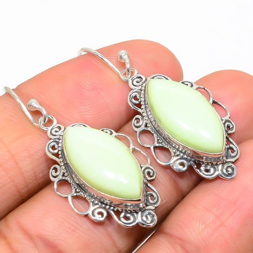 Pendiente Australian Limón Crisoprasa Bali Plata de Ley 925 1.7