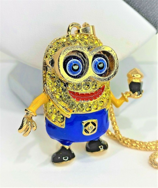 BETSEY JOHNSON CARTOON CHARACTER MINION GOLD BODY BLUE PANTS GOLD PENDANT CHAIN | eBay