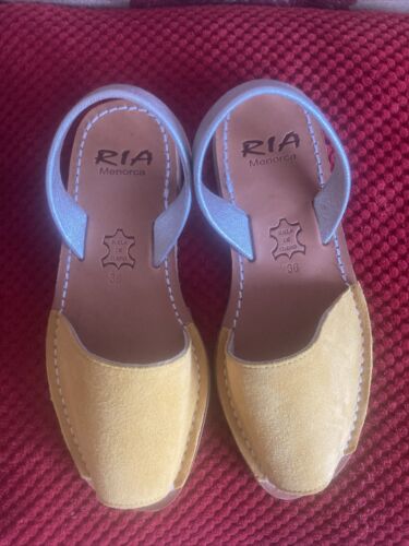 Womens Ria Menorca Leather Sandals Abarcas Flats Slip On Size EU 36 UK3 New - Foto 2 di 8