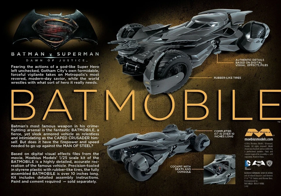 Batman Vs Superman: Dawn of Justice Batmobile - Moebius Models 964 1/25 Scale  - Image 2 of 4