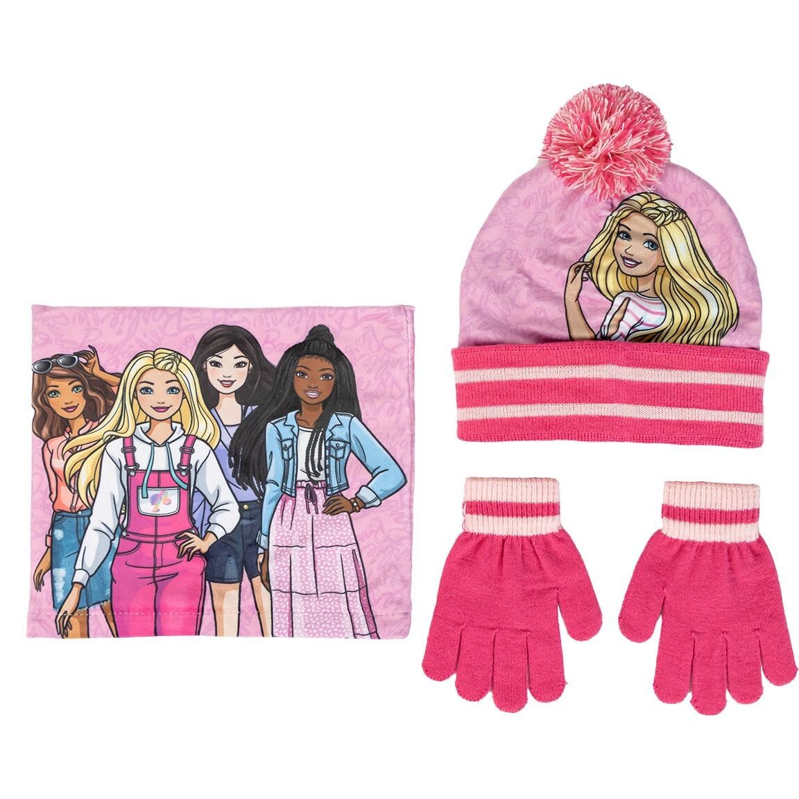 BARBIE CAPPELLO SCALDACOLLO GUANTI SET 3 PEZZI ORIGINALE DISNEY