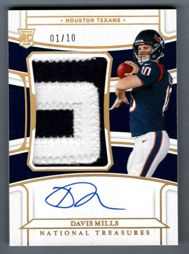 Davis Mills 2021 National Treasures Gold Holo True RPA Rookie Patch Auto RC 1/10