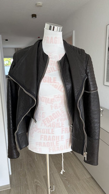 pavlina jauss Damen Biker Lederjacke XS schwarz kurz Reißverschluss 2 Teilig