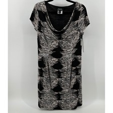 Nueva Zebra Short Sleeve Sheath Dress Black Brown 10 NWT Canada Party Neutral