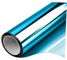  Window Privacy Film One Way Daytime 17.5 Inch x 7.8 Feet Light Blue Silver