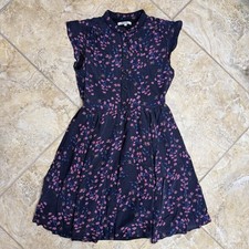 Madewell Size 2 Silk Floral Mini Dress Navy Button Women’s Spring Lightweight